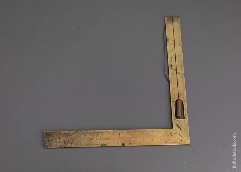 17Th Century French Brass 6 1/4 Inch Square And Level With Plumb Bob * 48271 1