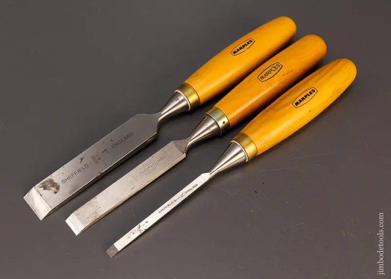 3 New Old Stock Marples Boxwood Handle Chisels - 109929 1