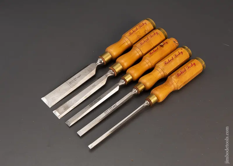 Beautiful Set Of 5 Sorby Boxwood Handled Bevel Edge Chisels - 119106 1