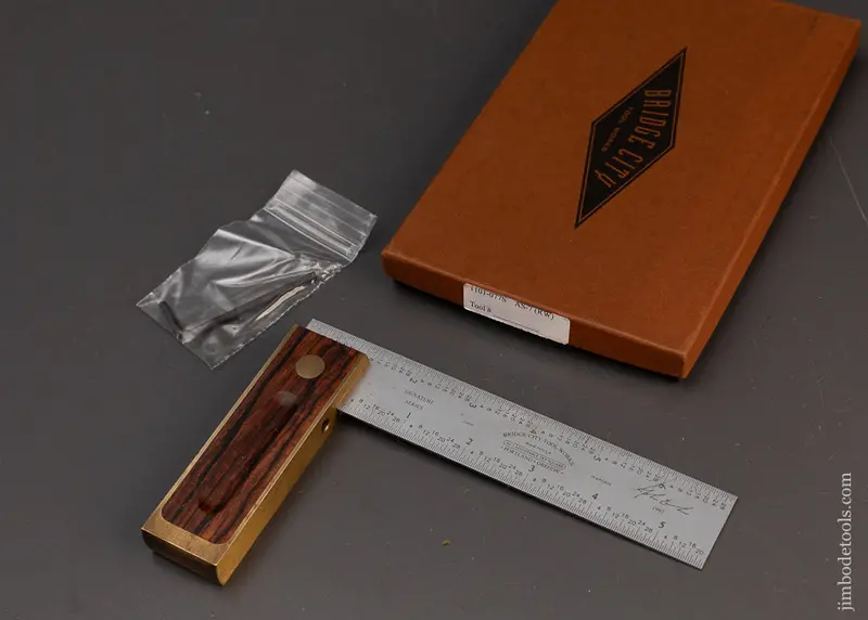 Bridge City Tool Works As-7 Rosewood Adjustable Try Square Near Mint In Box - 120406 1