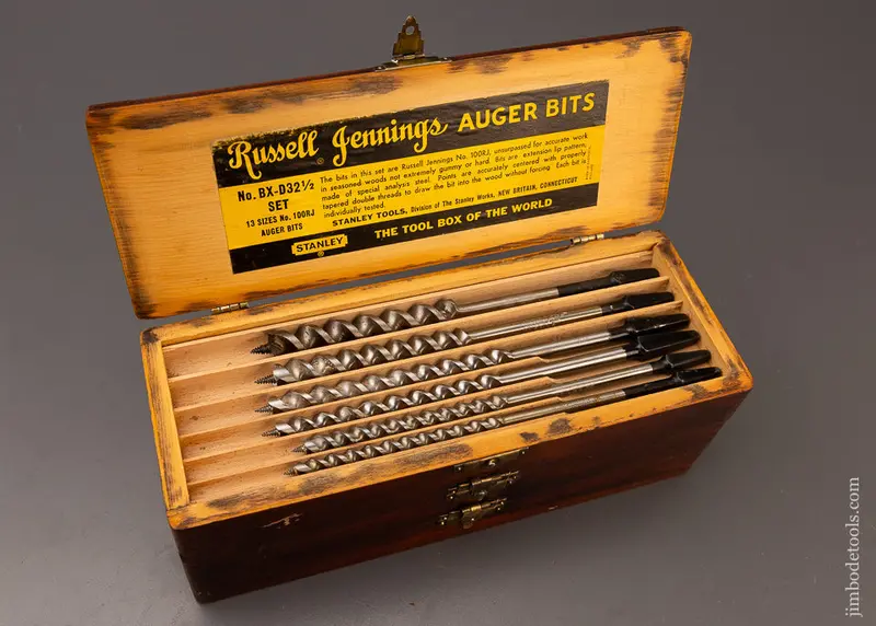 Complete Extra Fine Set Of 13 Russell Jennings Auger Bits In Original 3 Tiered Box - 110801 1