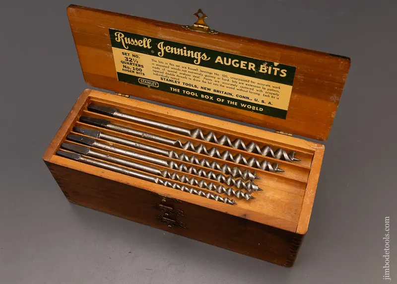 Complete Extra Fine Set Of 13 Russell Jennings Auger Bits In Original 3 Tiered Box - 111767 1
