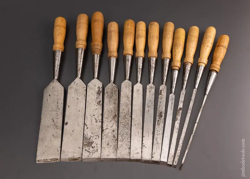 Complete & Fine Set Of 12 T.H. Witherby Socket Firmer Chisels - 101314 - As Of Dec 12 1
