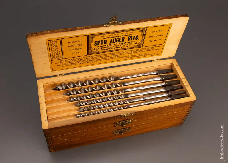 Complete & Fine Set Of 13 Russell Jennings Auger Bits In Original Three Tiered Box - 114016 1