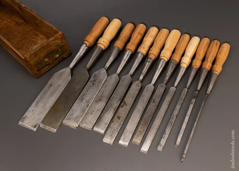Complete Set Of 12 T.H. Witherby Socket Firmer Chisels In Original Box - 112979 1