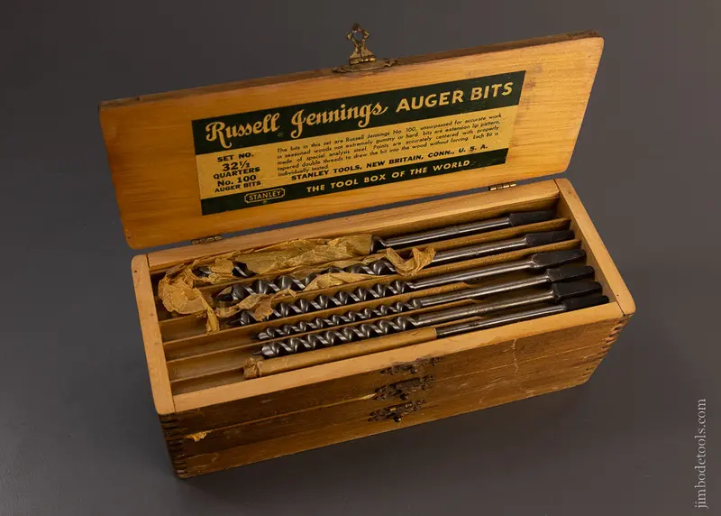 Complete Set Of 13 Russell Jennings Auger Bits Extra Fine In Original 3 Tiered Box - 106945 1