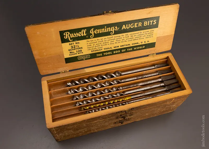 Complete Set Of 13 Russell Jennings Auger Bits In Its Original 3 Tiered Box - 105959 1