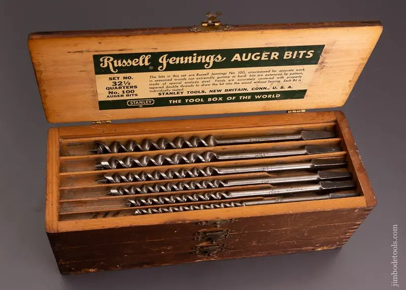 Complete Set Of 13 Russell Jennings Auger Bits In Original Three Tiered Box - 100956 1