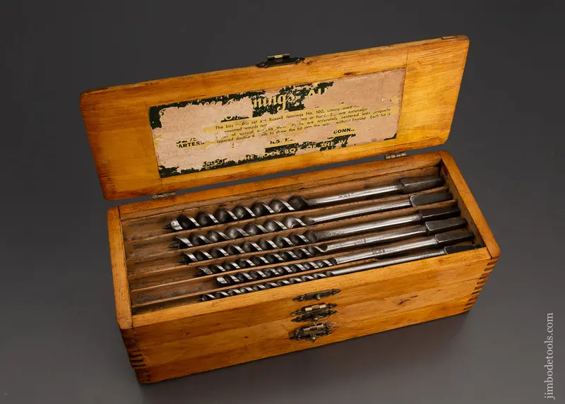 Complete Set Of 13 Russell Jennings Auger Bits In Original Three Tiered Box -  102631 1