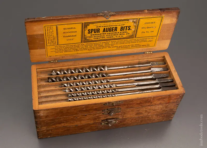 Complete Set Of 13 Russell Jennings Auger Bits In Original Three Tiered Box -- 104209 1