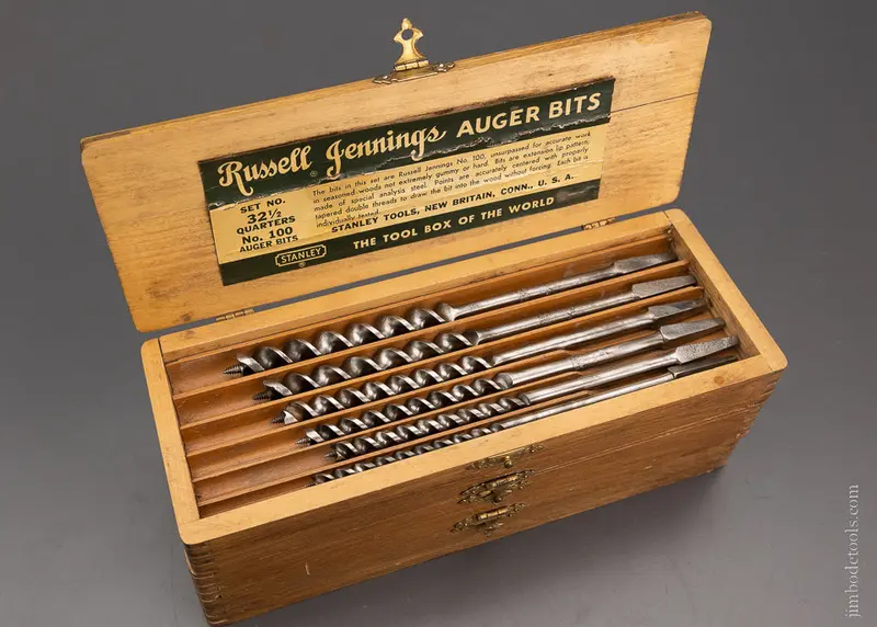Complete Set Of 13 Russell Jennings Auger Bits In Original Three Tiered Box - - 104436 1