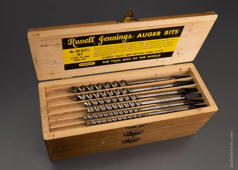Complete Set Of 13 Russell Jennings Auger Bits In Original Three Tiered Box -- 104875 1
