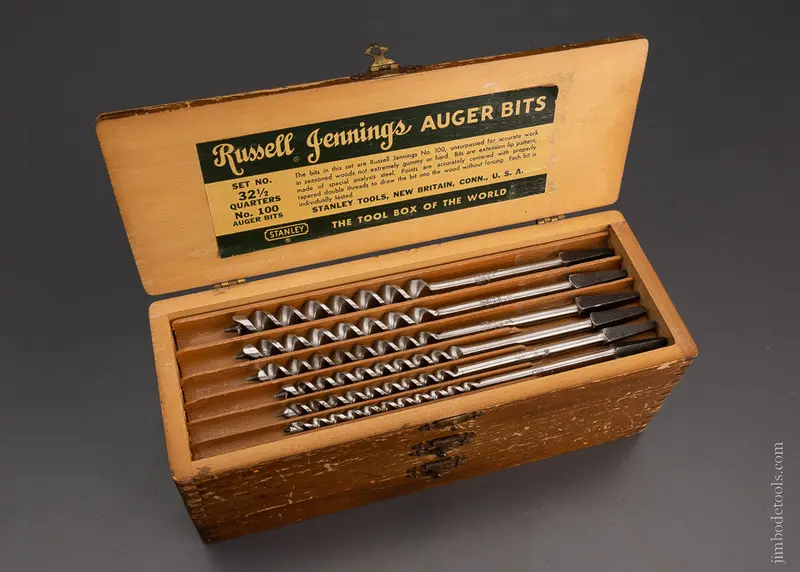 Complete Set Of 13 Russell Jennings Auger Bits In Original Three Tiered Box - 104880 1