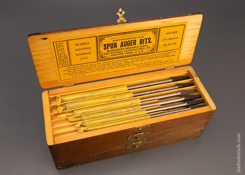 Complete Set Of Stanley Russell Jennings Auger Bits Mint In Wrappers And Box - 115173 1