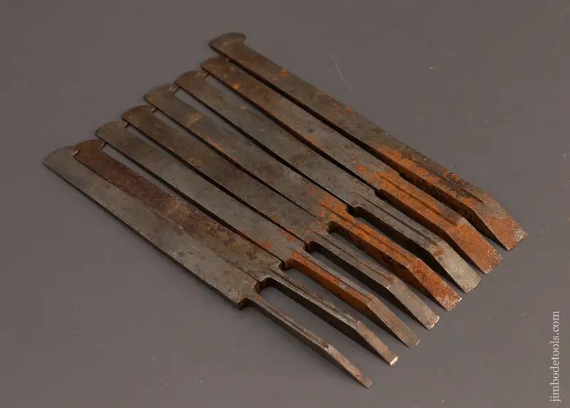 Complete Working Set Of 8 Plow Plane Irons By Moseley - 114394 1