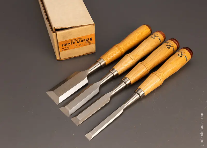 Dead Mint Vintage Buck Bros. Set Of 4 Bevel Edge Firmer Chisels - 116596 1
