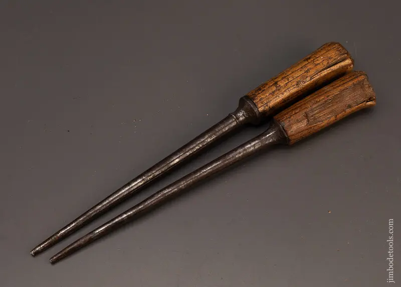Early Pair Of 14 Inch Draw Bore Pins - 1