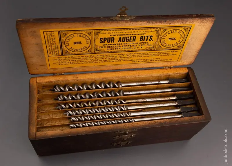 Extra Fine Complete Set Of 13 Russell Jennings Auger Bits In Original Three Tiered Box - 101322 1