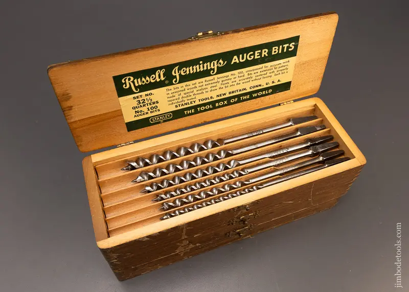 Extra Fine Premium Near Mint Set Of Stanley Russell Jennings Auger Bits In Box - 116645 1