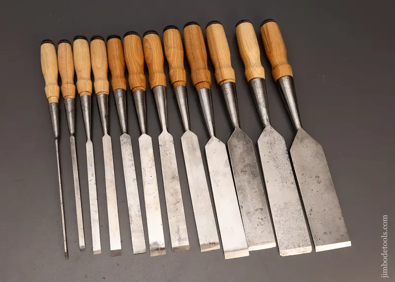 Extra Fine Premium Set Of 12 James Swan Socket Firmer Chisels - 113962 - As Of Nov 19 1