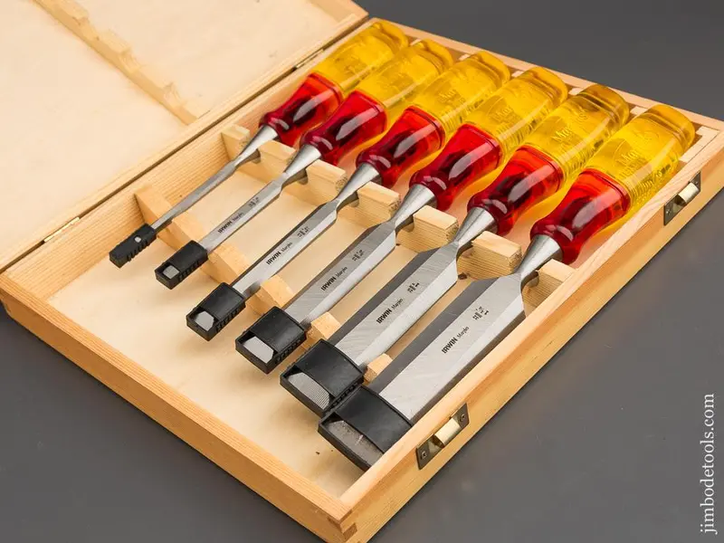 Fantastic Set Of Six Irwin Marples Chisels Mint In Original Box -- 80421 1