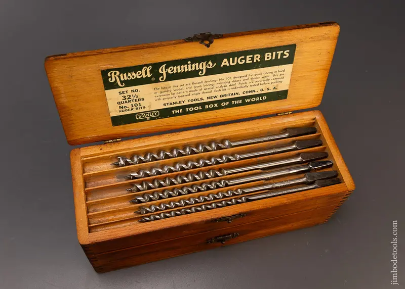 Fast Boring Set Of Russell Jennings Bits With Coarse Pilot Screws No. 101 - 110122 1