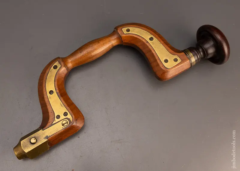 Fine Brass Plated English Beech Bit Brace With Fine Lignum Head - 114053 1