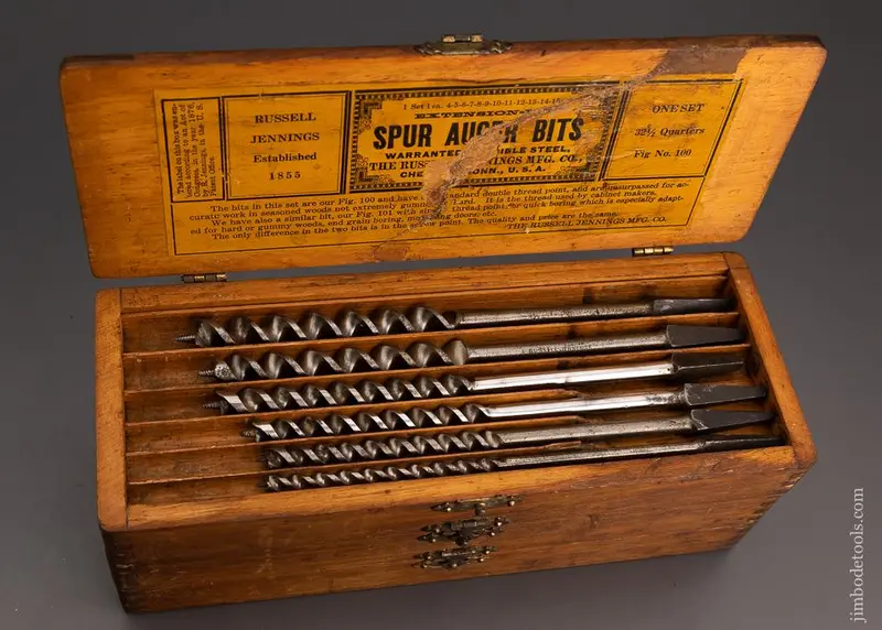 Fine Complete Set Of 13 Russell Jennings Auger Bits In Original Three Tiered Box - 101287 1