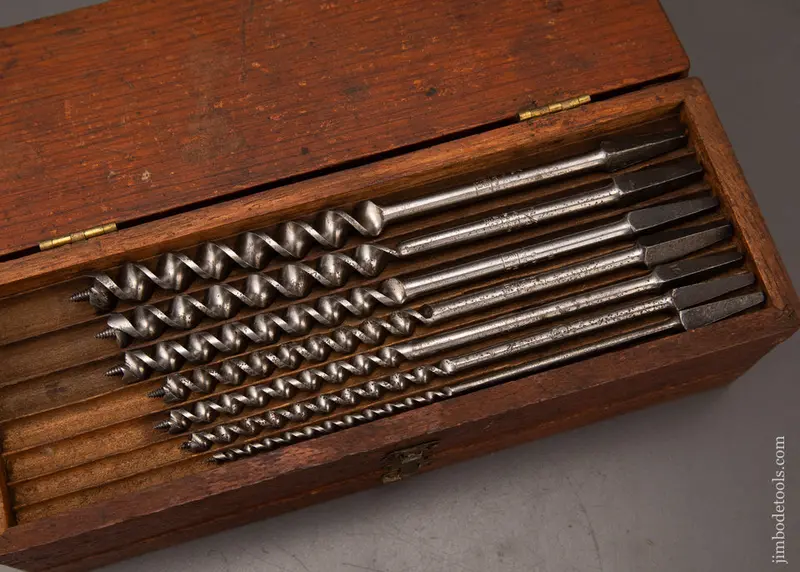 Fine Russell Jennings Auger Bits Early 14 Bit Set In Original Three Tiered Box - 1