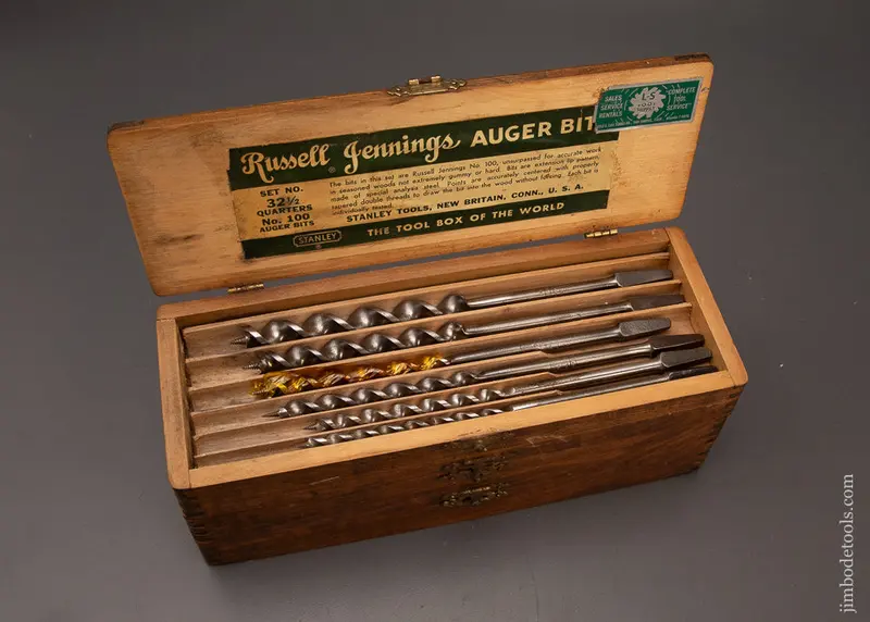 Fine Set Of 13 Russell Jennings Auger Bits In 3 Tiered Box - 119673 1