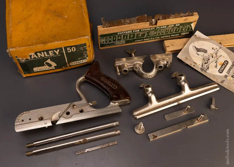 Fine Stanley No. 50 Combination Plow Plane 100% Complete In Original Box -107342 1