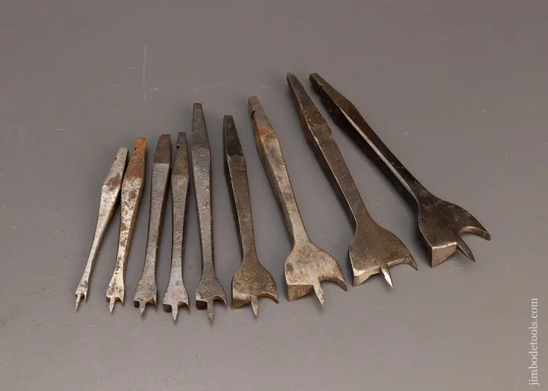 Good Working Graduated Set Of 9 Early 19Th Century Center Bits For Bit Brace - 114137 1