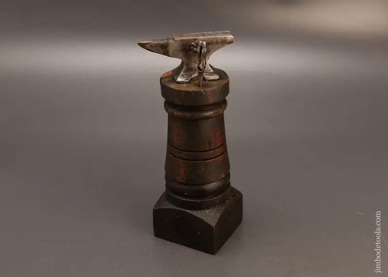 Great Watch Maker’S Anvil & Pin Vise On Ornate Stump - 118919 1