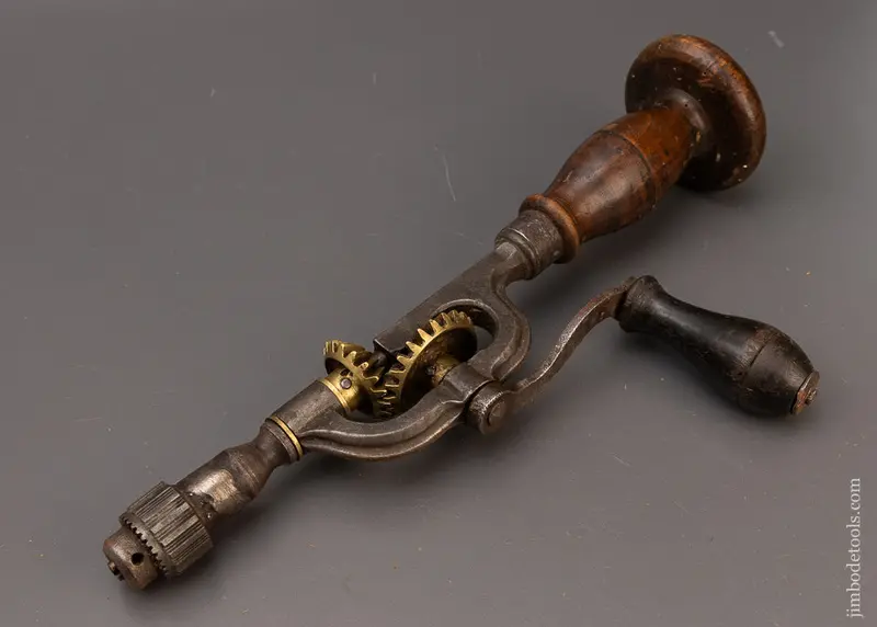 Lovely Early Iron Frame Drill With Brass Gears & 3 Jaw Chuck - 111615 1
