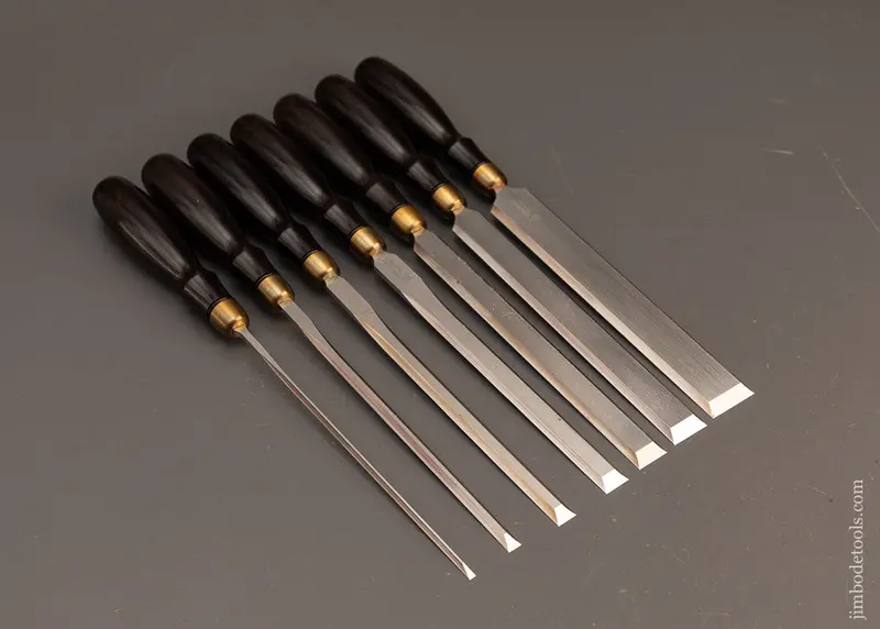 Mint Blue Spruce 7 Piece Paring Chisel Set With Ebony Handles - 119056 - As Of Jan 3 1