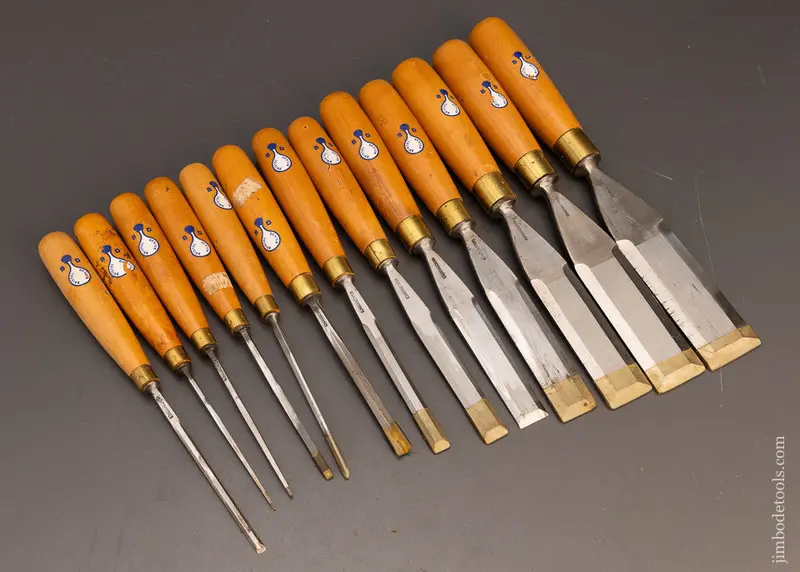 Mint Unused Set Of 13 Bristol Design Scharwaechter Tang Firmer Chisels With Boxwood Handles Mint & Unused - 115889 1