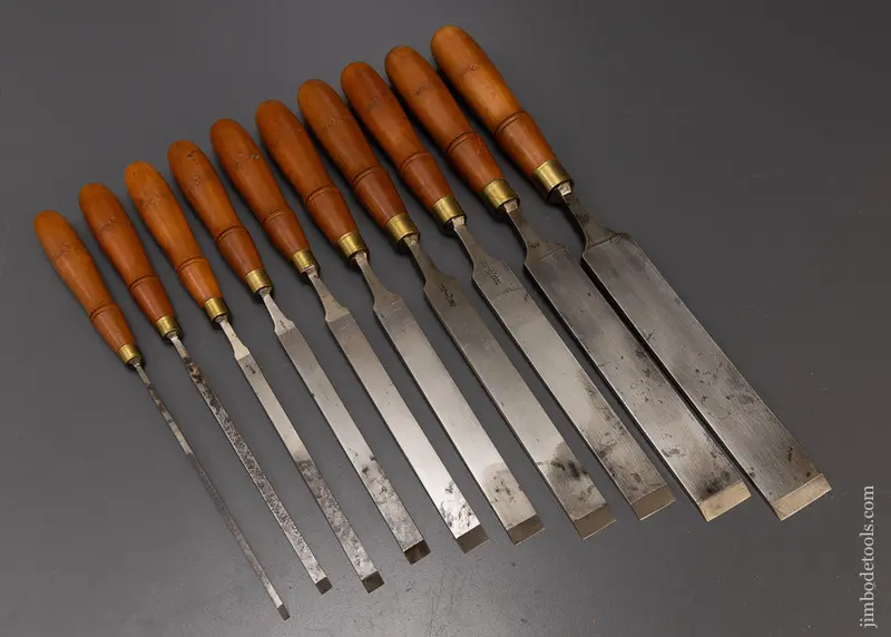 Minty Set Of 10 Buck Bros. Paring Chisels - 108204 - As Of July 17 1