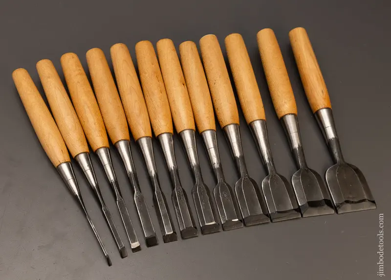 Minty Set Of 12 Blue Steel Chisels By Terou Miyanaga - 110611 - As Of Feb 14 1