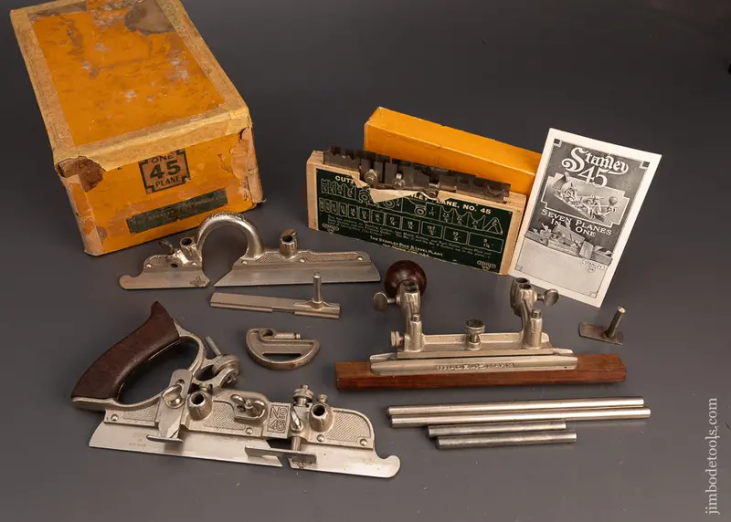 Near Mint & 100% Complete Stanley No. 45 Combination Plow Plane In Original Box - 119213 1