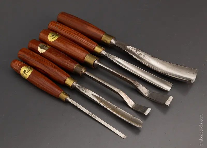 Near Mint Set Of 6 Ashley Isles Rosewood Carving Chisels Gouges - 106057 1