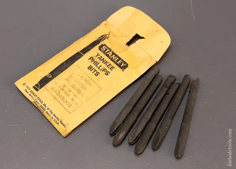 New Old Stock Pkg. Of 6 Stanley Yankee No. 3 Phillips Bits For No. 30A Driver - 109725 1