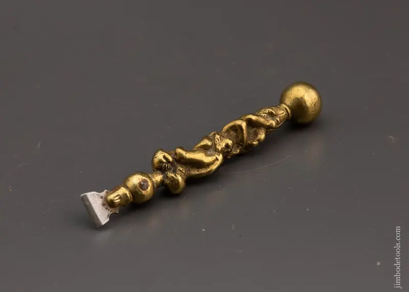 Ornate Figural Brass Button Hole Chisel With 3 Cherubs - 74861U 1
