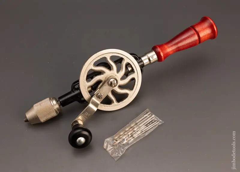 Premium Millers Falls No. 2-01 Egg Beater Hand Drill W/ 8 Bits Mint & Unused  -113639 1