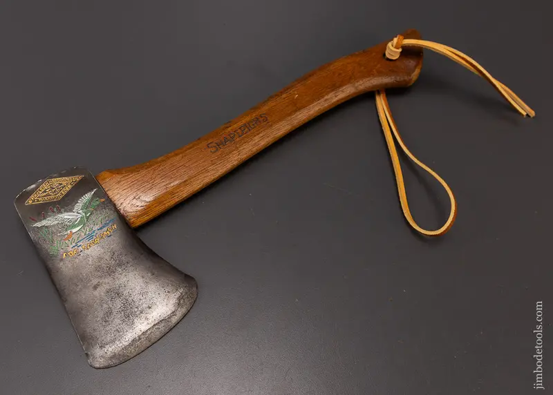 Rare Embossed Shapleigh Hardware For Sportsman Hatchet With Original Paint - 108618 1