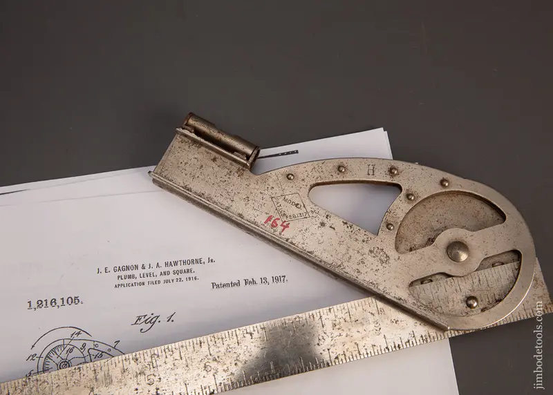 Rare & Fine Gagnon & Hawthorne Patent Combination Square & Protractor - 119167 1