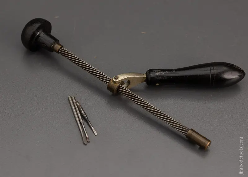 Rare Holtzapffel Miniature Ebony Archimedes Drill With Bits In Handle - 104281 1