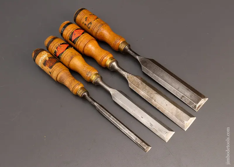 Set Of 4 Good Swedish Bevel Edge Tang Firmer Chisels By Wallins - 115088 1