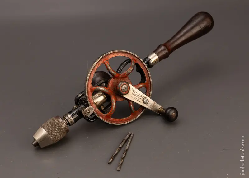 Smooth Goodell Pratt 1895 Patent Rosewood Handle 2 Speed Hand Drill - 112637 1