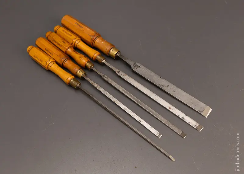 Stunning Boxwood Handled Set Of 5 Paring Chisels By Ward - 114879 1
