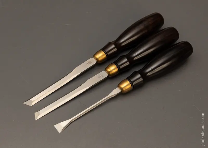 Stunning Discontinued Dovetail Chisel Set With Ebony Handles By Blue Spruce Tool Works Mint - 119825 1